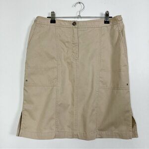 Ralph Lauren Vintage 100% Cotton Tan Pencil Skirt Side Slits‎ Size 8 Cargo